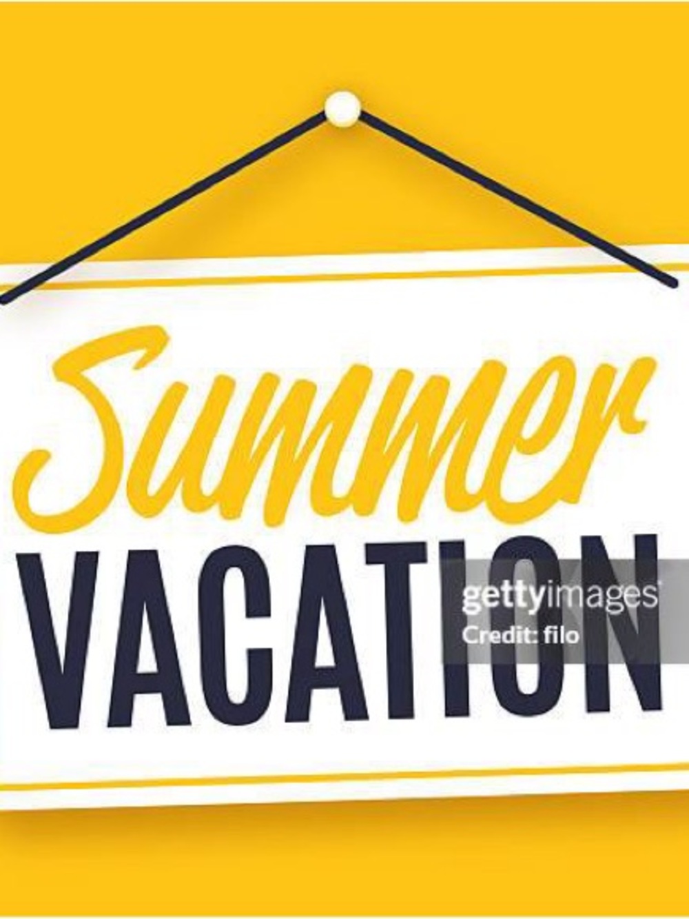 Summer Vacation Wall Sign - Yellow and Black